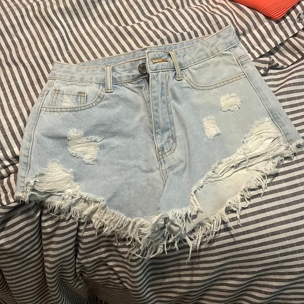 jean shorts. stretchy, and comfy. definitely sit down jeans too